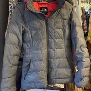 The North Face Gray and Pink Puffer Jacket